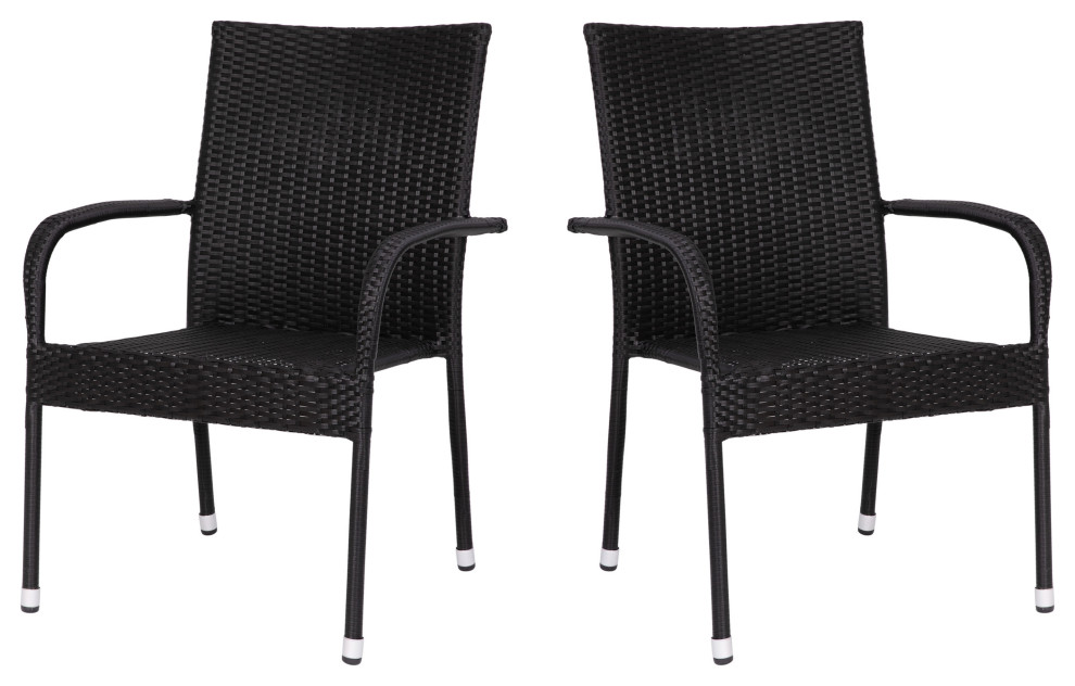 Set of AllWeather Stacking Wicker Wrapped Steel Patio Chairs