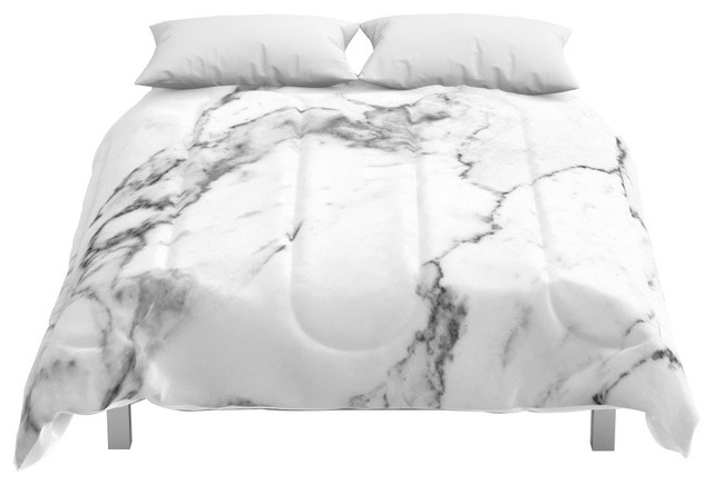 White Marble I Comforter Contemporary Comforters And Comforter