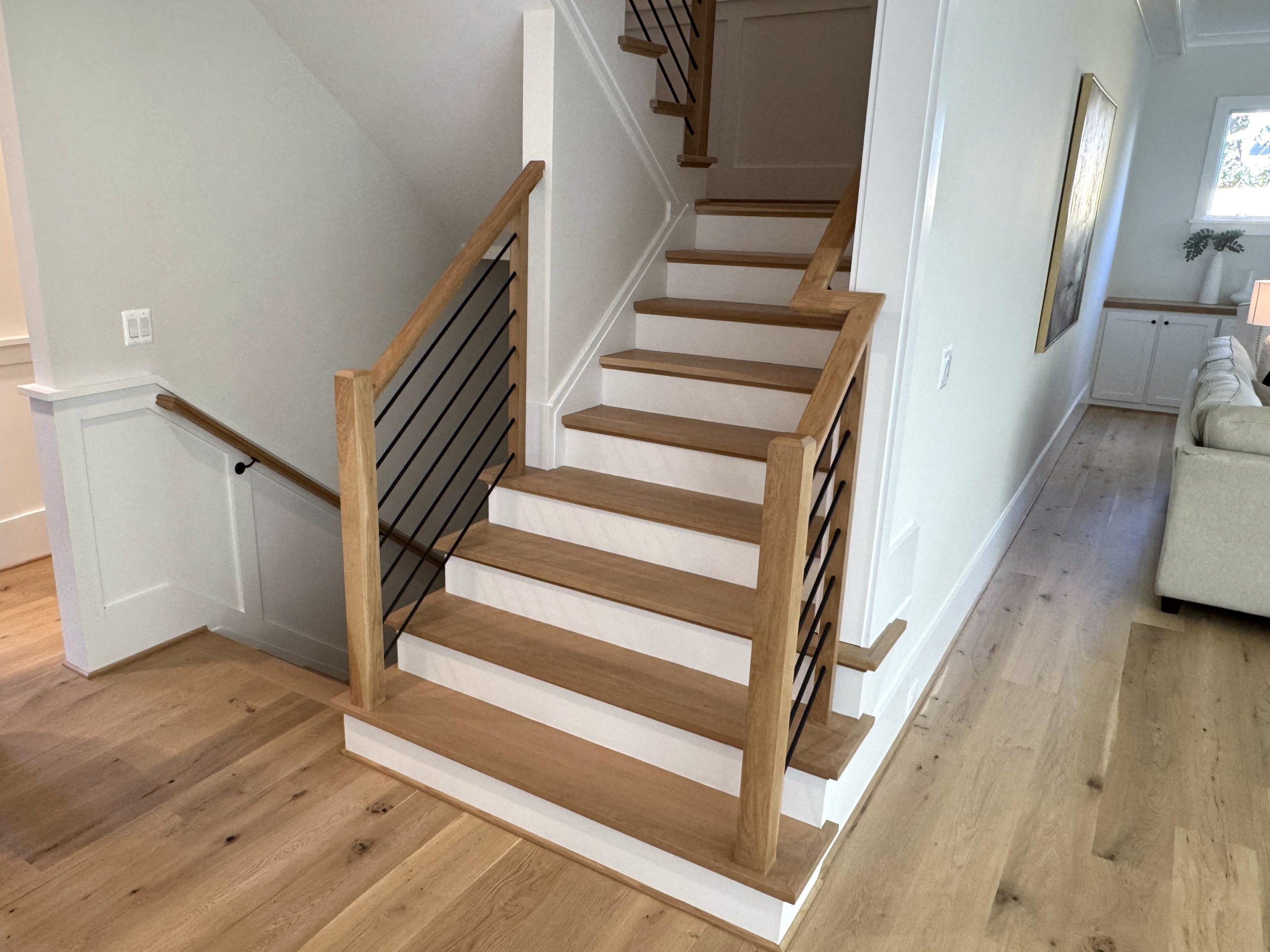 140_Modern White Oak Stair with Horizontal Bar Rail, Falls Church, VA 22043