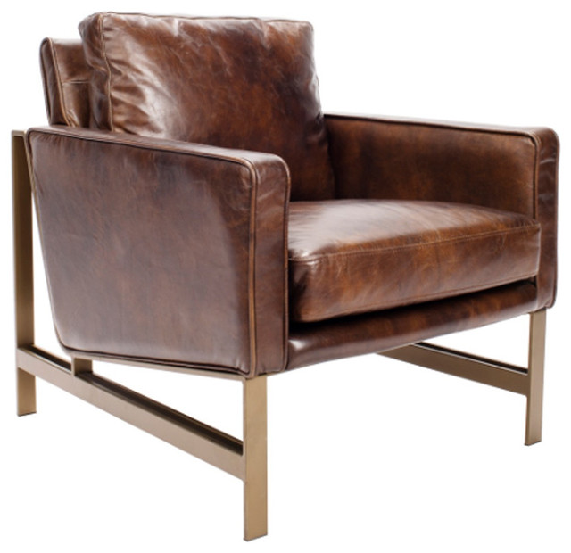 Brown Bronze Aged Leather Club Chair, Brown Leather Club Chairs