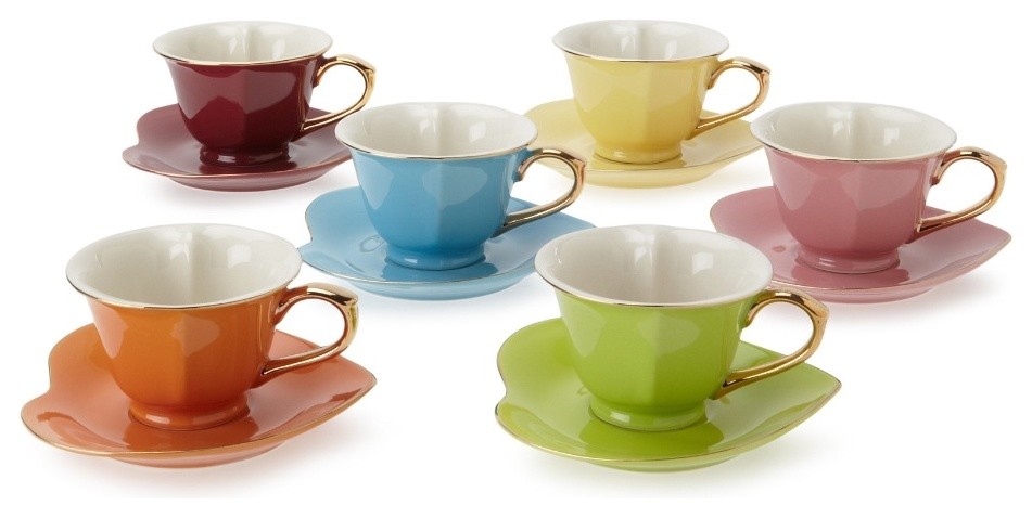 Classic Coffee & Tea Inside Out Heart Cups & Saucers