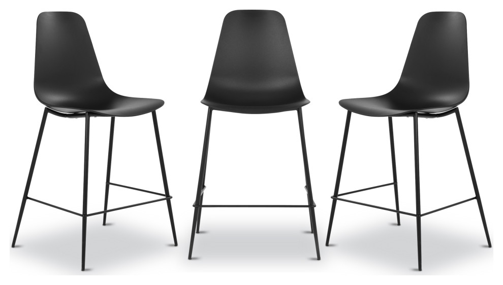 Poly and Bark Isla Counter Stool, Set of 3 Midcentury Outdoor Bar
