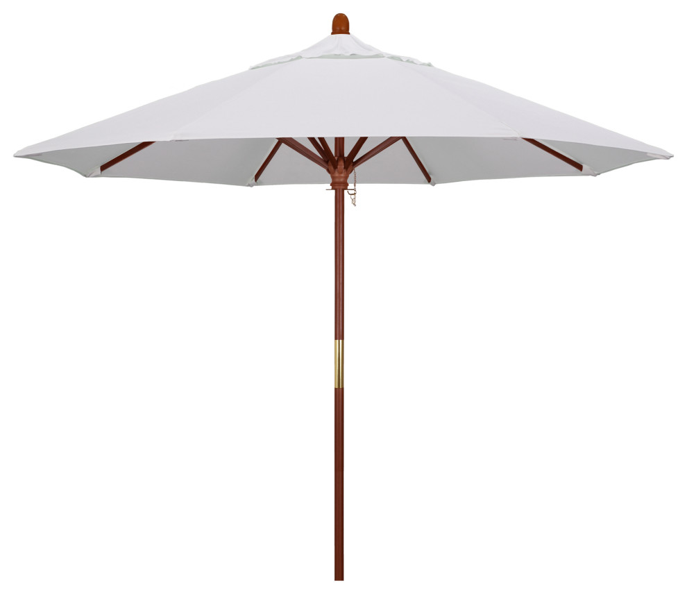 9' Round Wood Umbrella, Sunbrella Fabric, Canvas Sky Blue