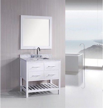 Design Element London 36" Bathroom Vanity with Open Bottom - Pearl White