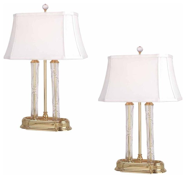 Inch Solid Brass Crystal Table Lamp, White Crystal Table Lamp