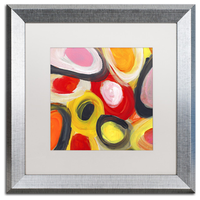 'Colorful Abstract Circles Square 3' Matted Framed Art Contemporary
