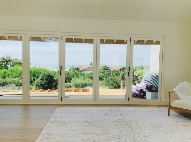 Vaulted ceiling skylights, folding door front doors