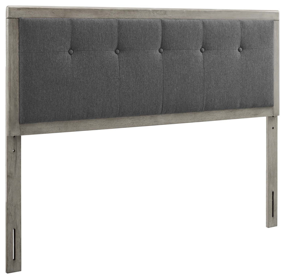 Draper Tufted Queen Fabric and Wood Headboard - Gray Charcoal