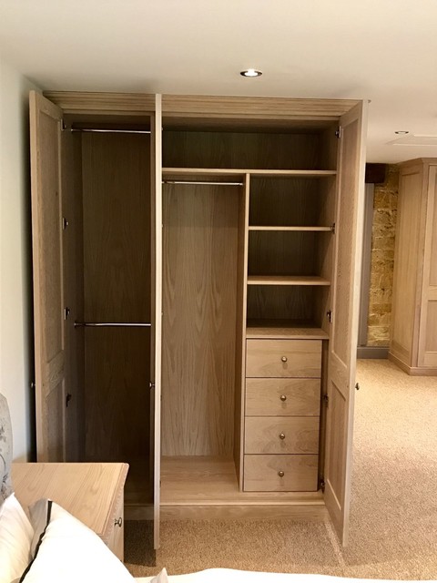 Limed Oak Fitted Wardrobes Inside Shot Farmhouse