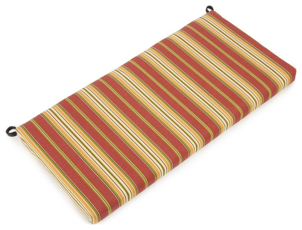 40"x19" Outdoor Spun Polyester Loveseat Cushion, Kingsley Stripe Ruby