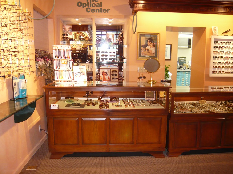 The Optical Center. display cases and desk.