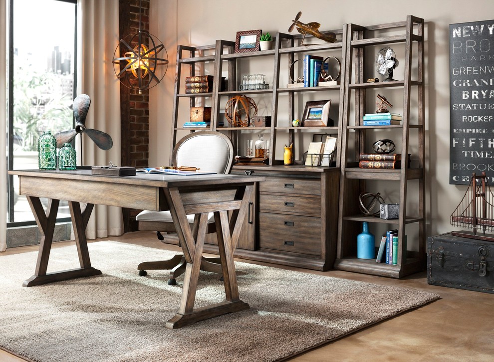 Inspiration for an industrial home office in New York.