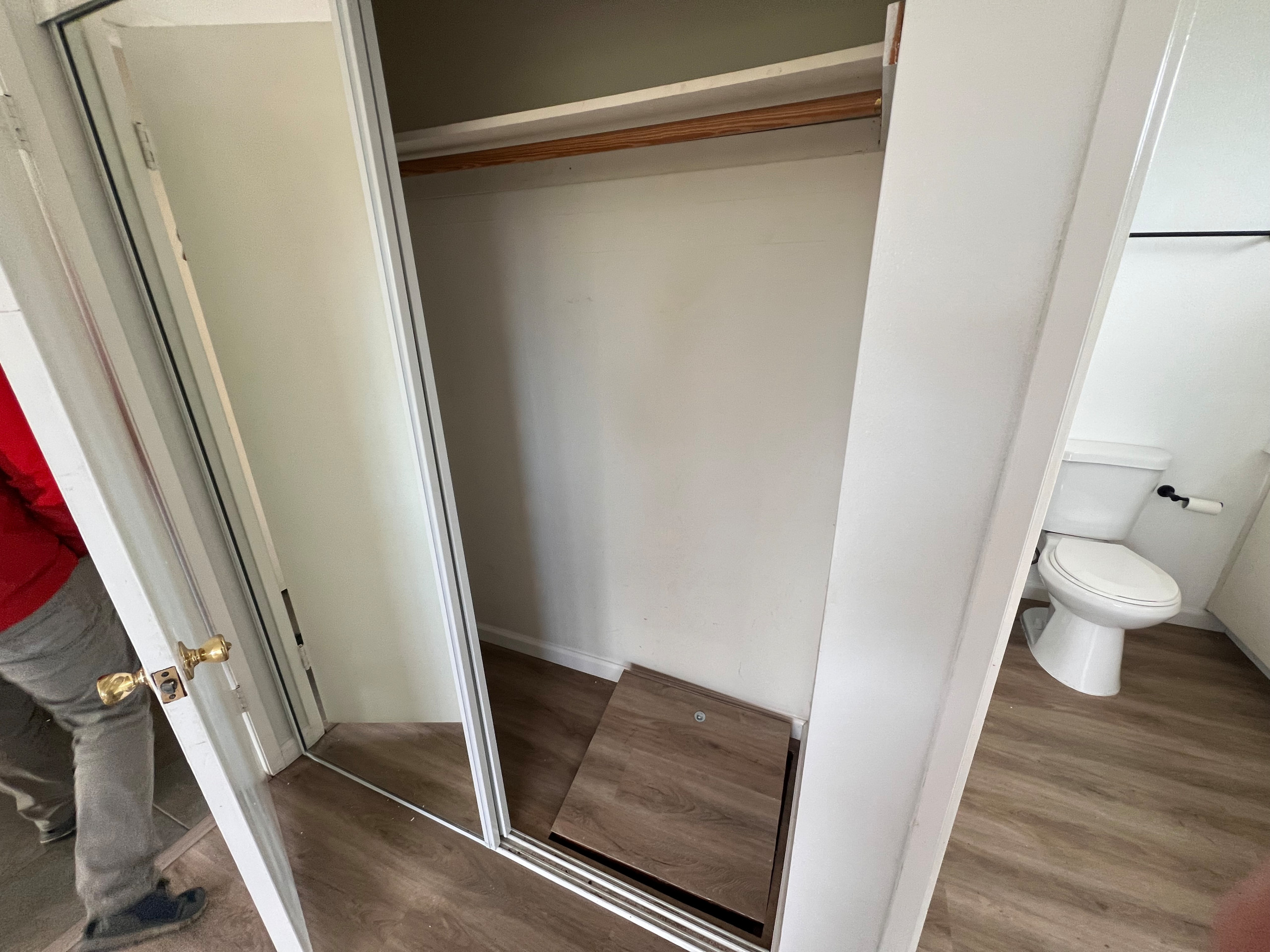 BEFORE! We captured 1/2 the closet to expand the shower