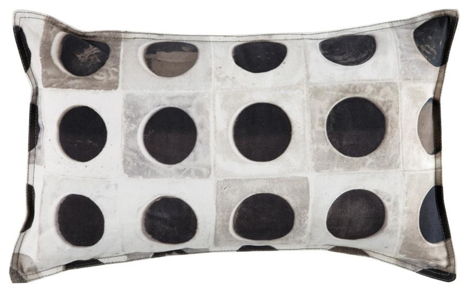 Aidan Gray Blue Circles in Squares Bolster Pillow Cover