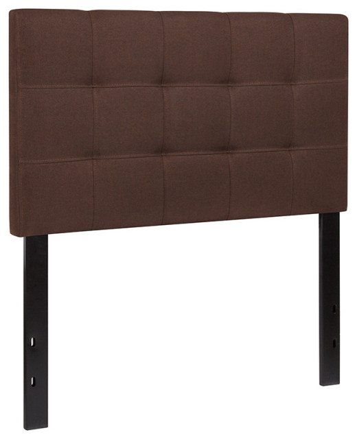 Bedford Tufted Upholstered Twin Size Headboard, Dark Brown Fabric