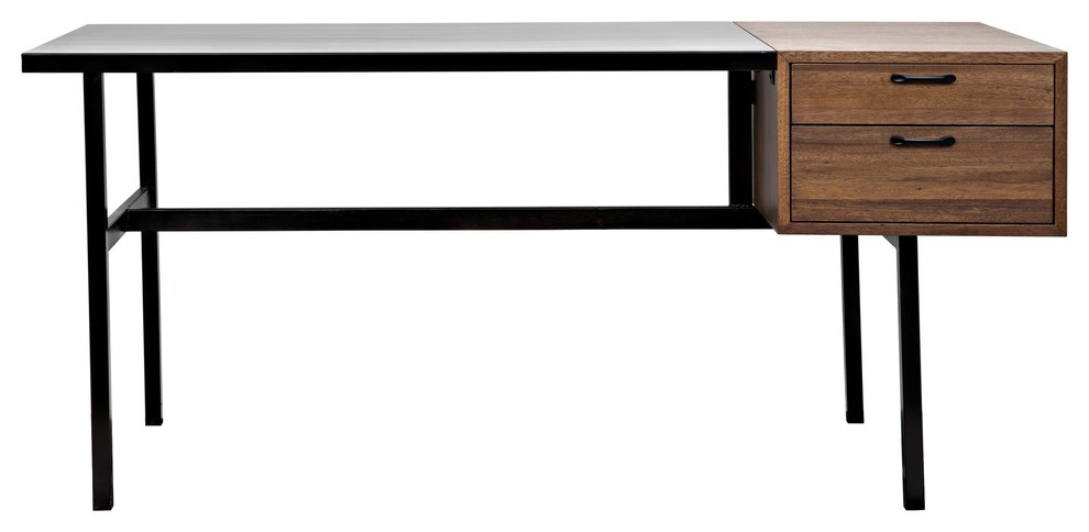 Noir Algeron 28" Black Walnut Writing Desk with Drawers