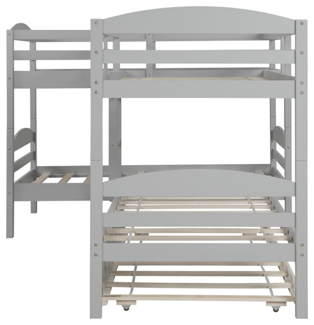 Gray Twin Contemporary Manufactured Wood and Solid Wood Bunk Bed