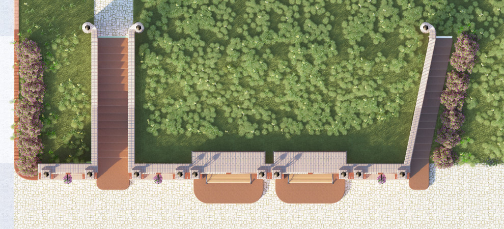 Декоративная подпорная стенка на участке загородного дома