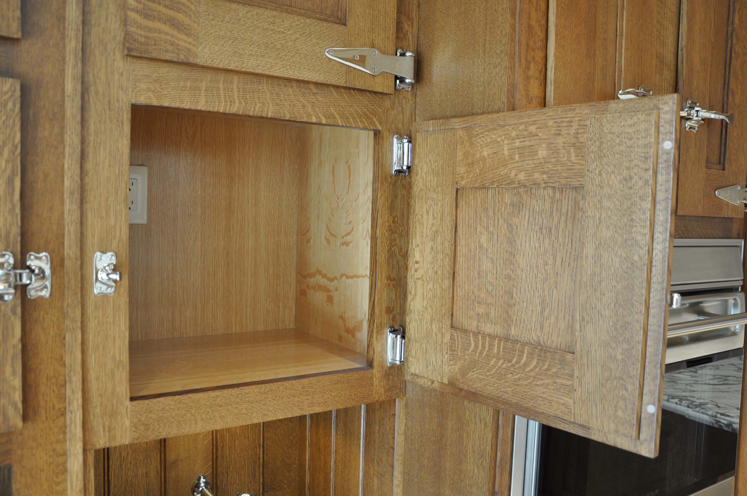 Refectory Kitchen with custom made hardware, hand painted with high gloss paint.