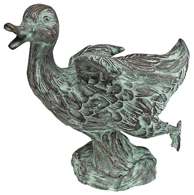 Dancing Bronze Duck Statue Traditional Garden Statues And Yard Art