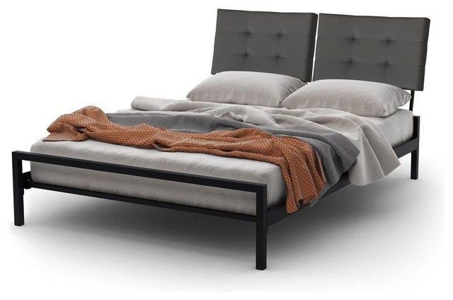 Delaney Metal Platform Bed in Textured Black Finish (Queen: 91.25 in. L x 61 in.
