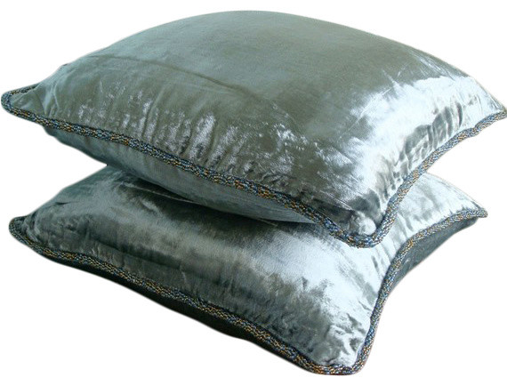 Silver Velvet Solid Color Throw Pillows Cover Shimmer Silver Velvet 16 X16 Solid Color Throw Pillows Cover Shimmer