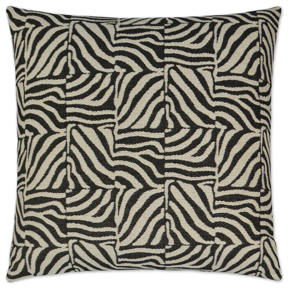 Zimbabwe Pillow Black, 24" x 24" Contemporary Decorative Pillows