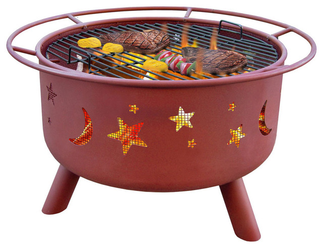 Big Sky Stars Moon Georgia Clay Fire Pit Contemporary Fire