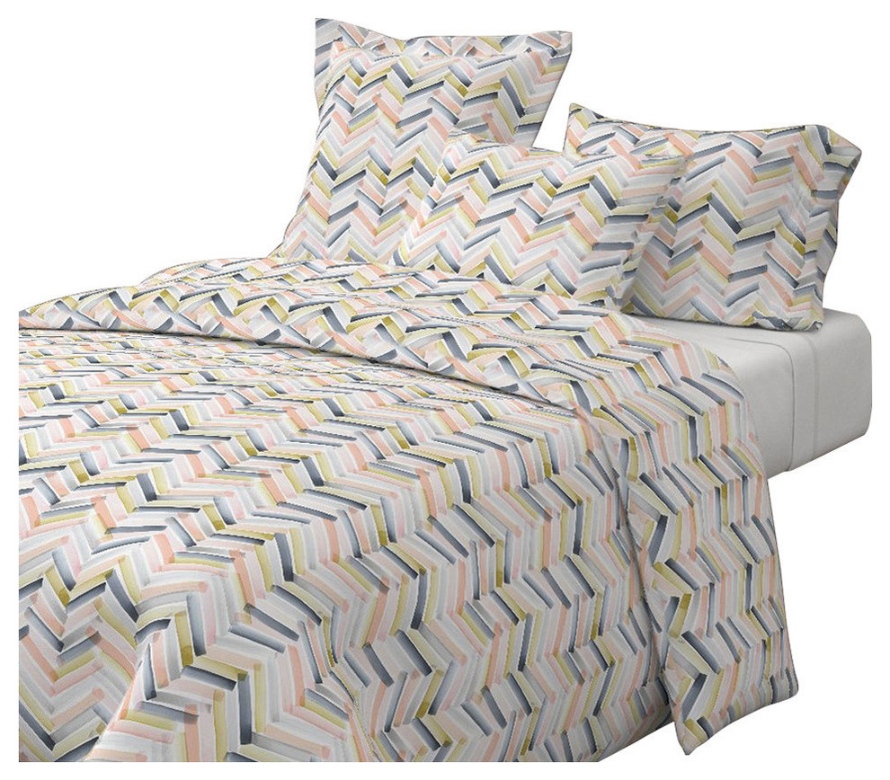 Blush Navy Blush Chevron Cotton Duvet Cover Contemporary Duvet