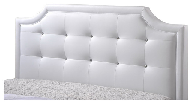 Carlotta White Modern Bed With Upholstered Headboard Queen Size Carlotta White Modern Bed With Upholstered Headboard Queen Size