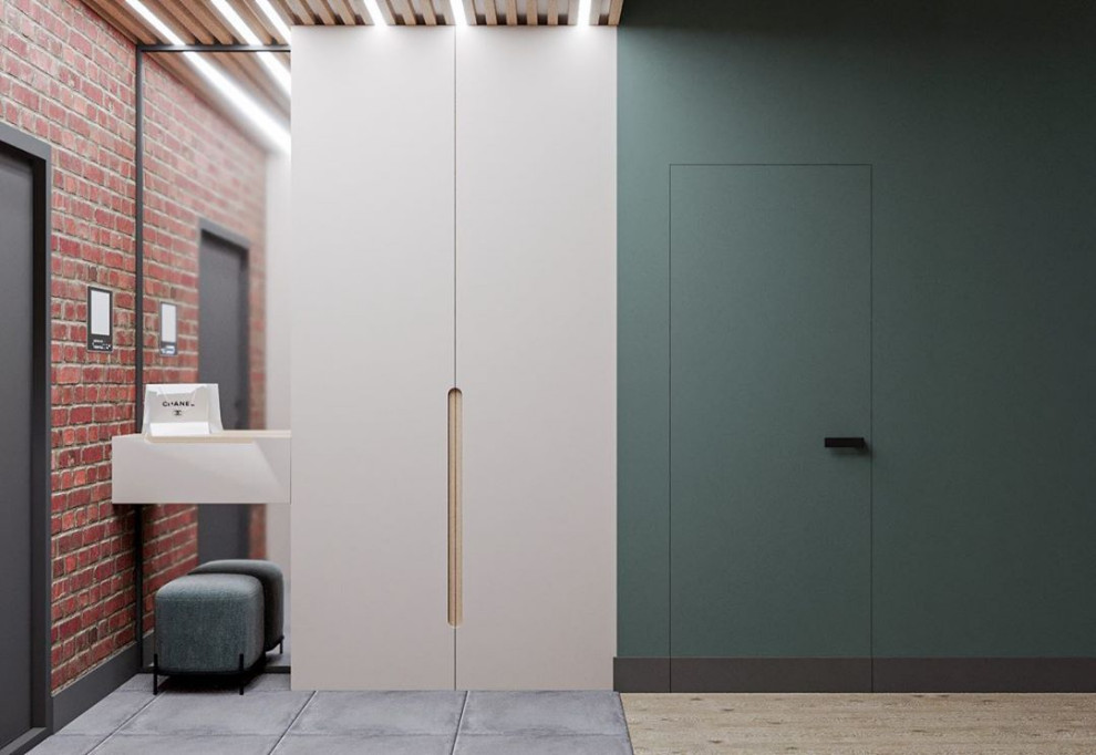 Дизайн-проект прихожей в эко стиле и лофте в квартире во Владивостоке