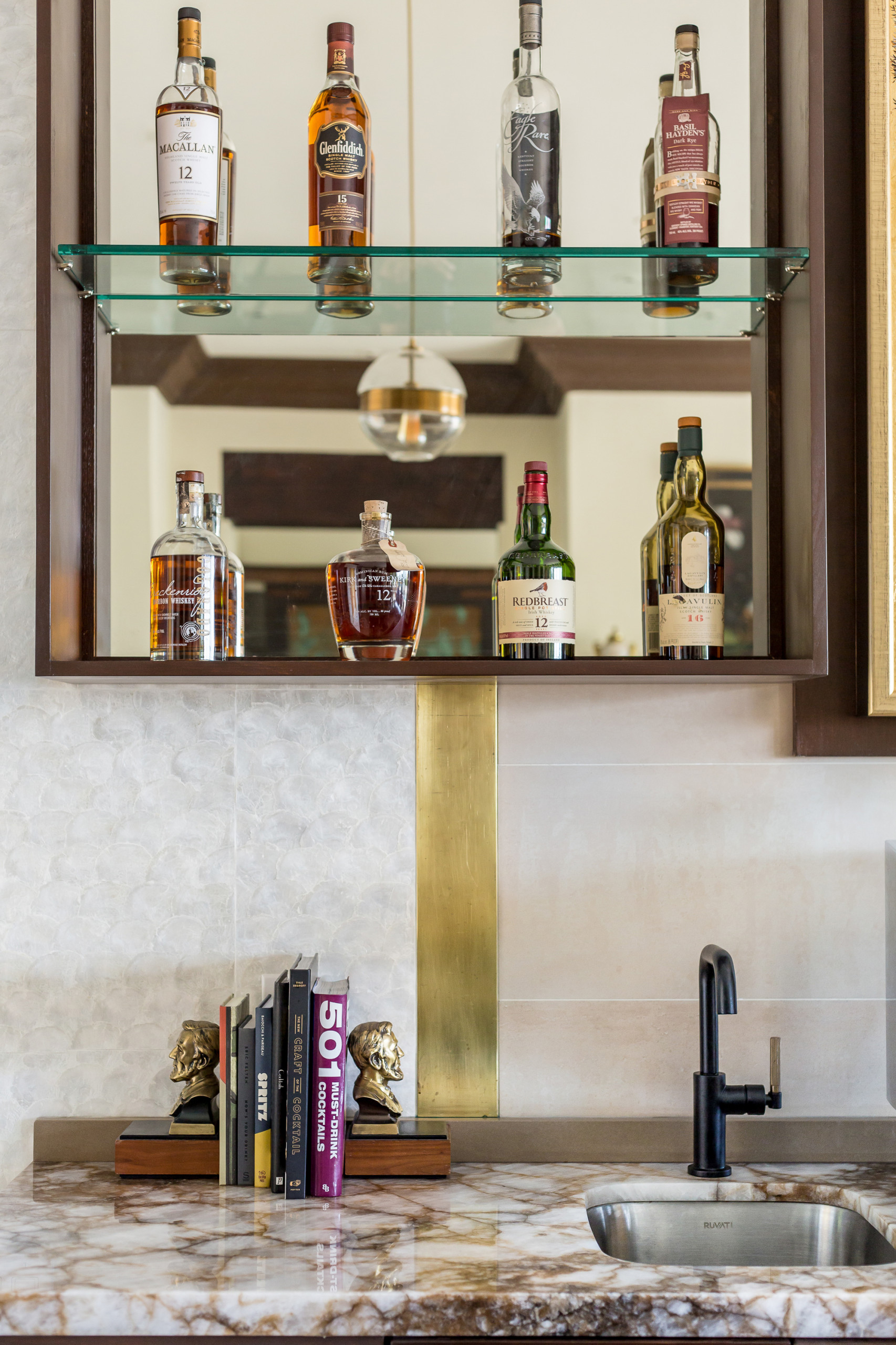 Brass Plumbing Wet Bar Shelves Design Ideas