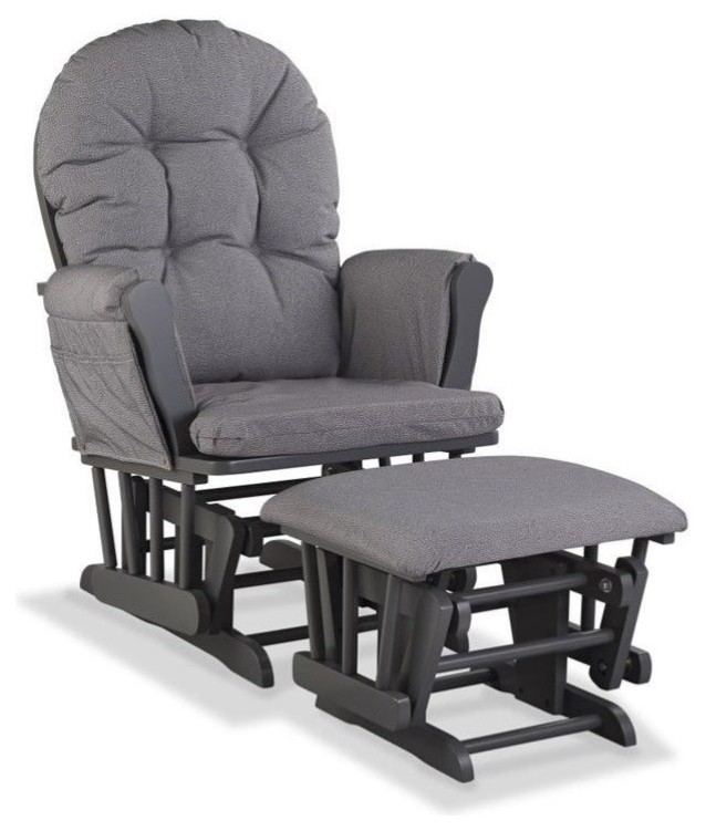 Stork Craft Hoop Custom Glider and Ottoman in Gray and Slate Gray