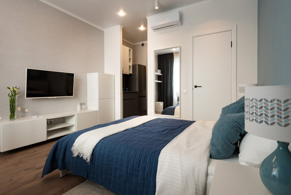 Маленькая квартирка 28 кв.м. В голубых тонах.