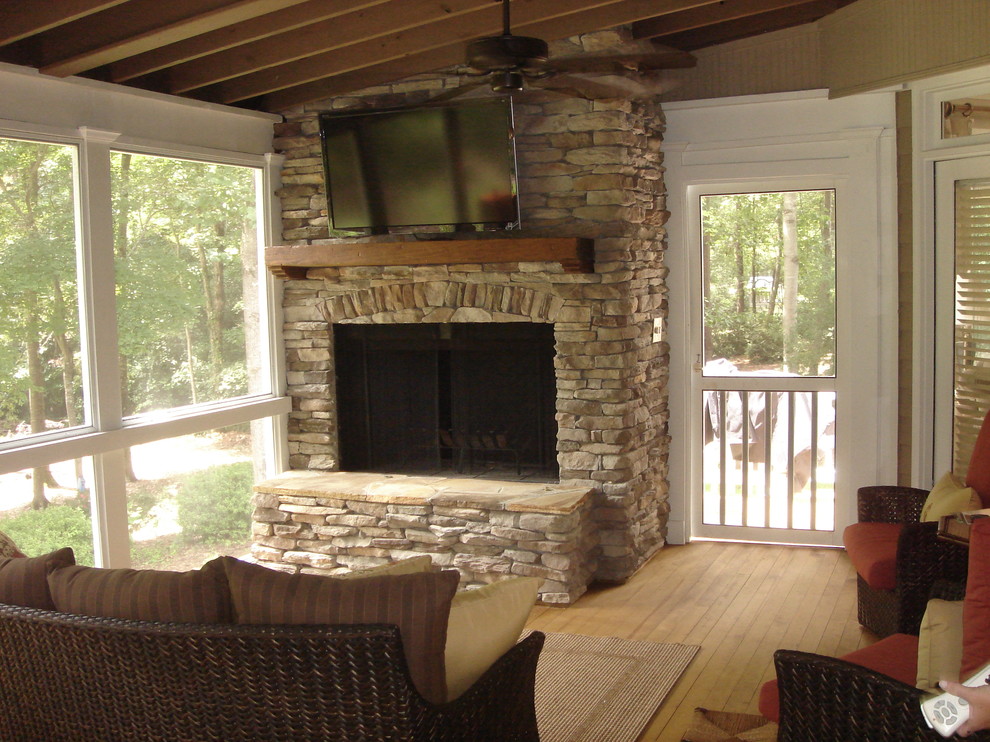 Outdoor Fireplace On Macon Ga Screened Porch American