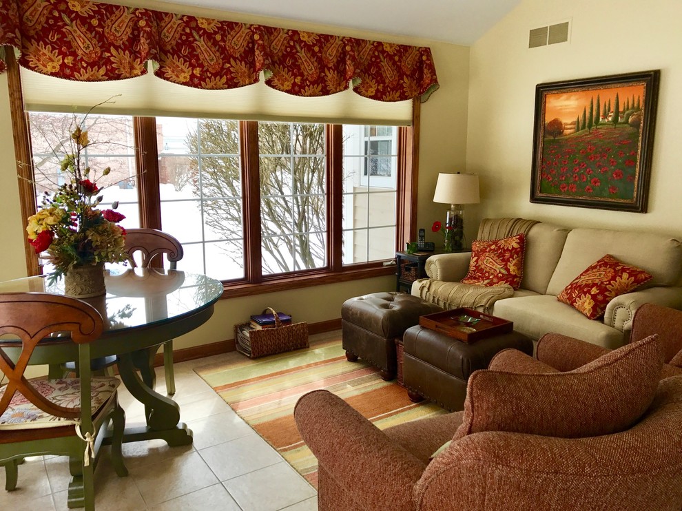 Traditional Tuscan Inspired Living Room and Sun room Remodel