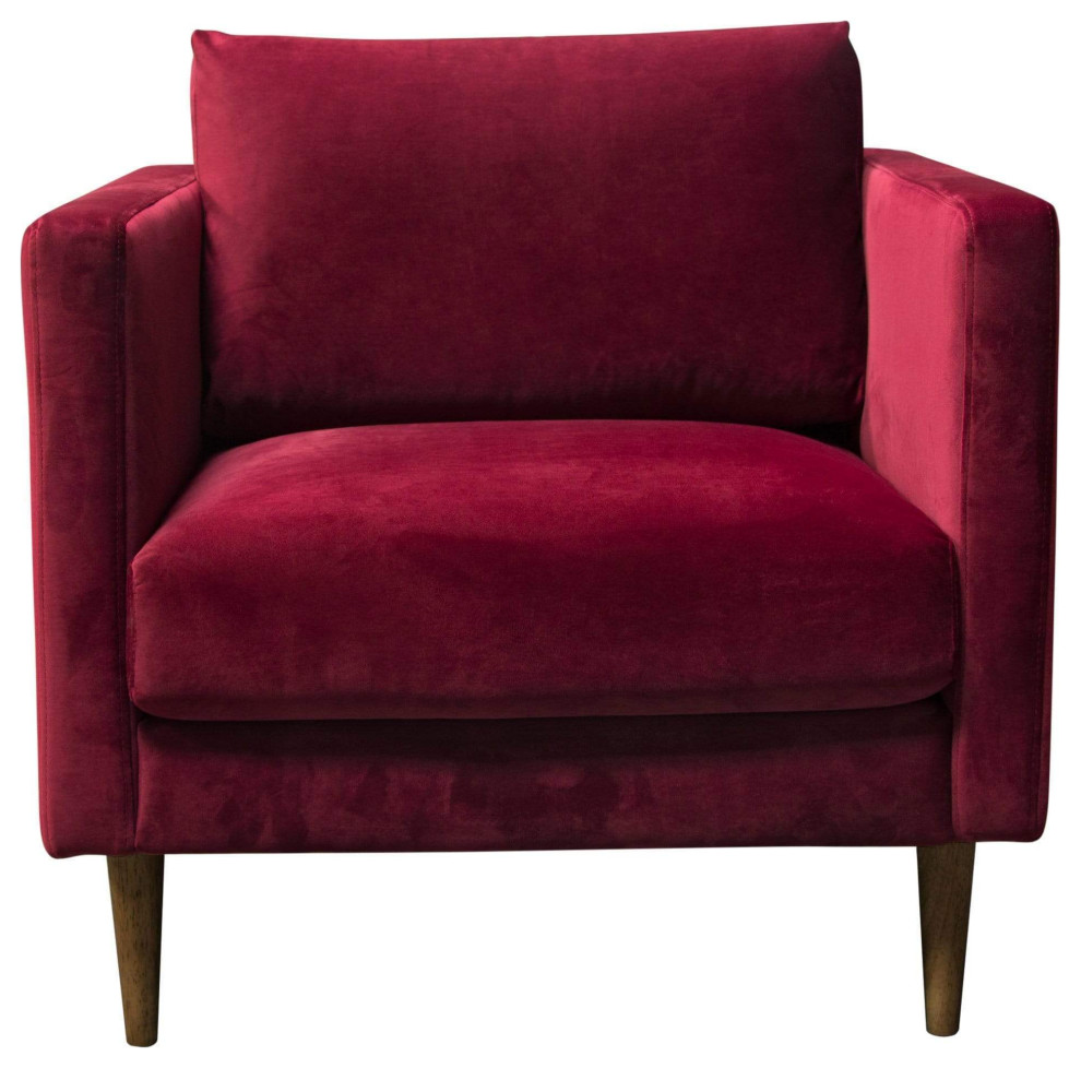 Sage Chair Burgundy Velvet Accent Chair - Midcentury - Armchairs And
