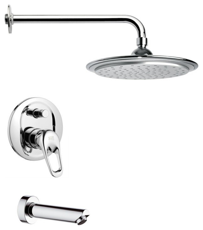 Chrome Tub and Shower Faucet Sets With 9" Rain Shower Head