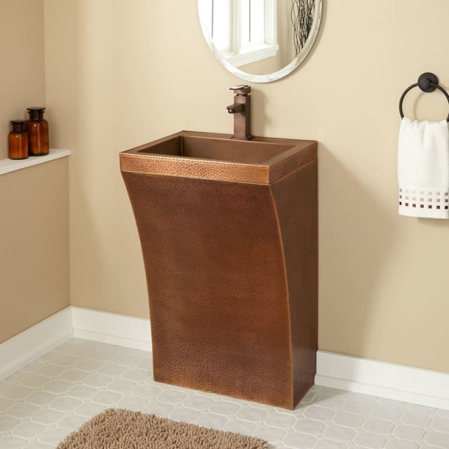 Signature Hardware 913913 20" Copper Pedestal Bathroom Sink Traditional Bathroom Sinks by