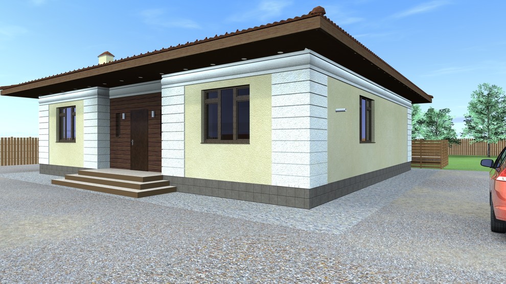 Одноэтажный жилой дом на три спальни