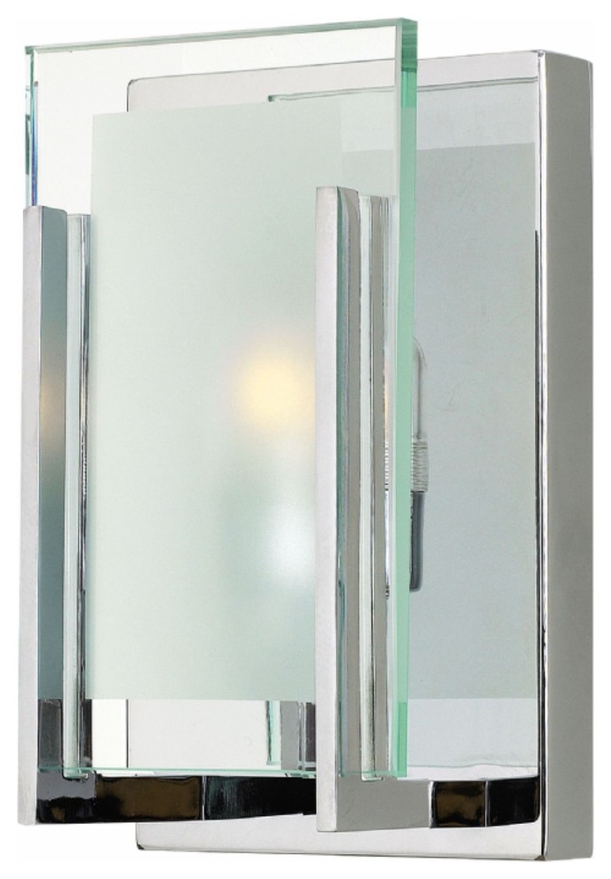 Latitude Bath Vanity in Chrome With Clear Beveled Inside-Etched Glass