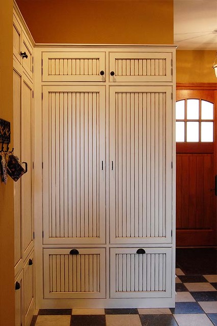 Wood Lockers with doors service-yard