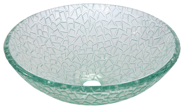 Crystal Glass Vessel Bathroom Sink without Overflow Hole