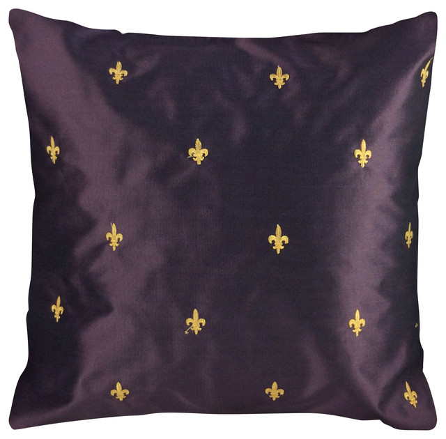 Purple Fleur De Lis Throw Pillow Purple And Gold 18 X18