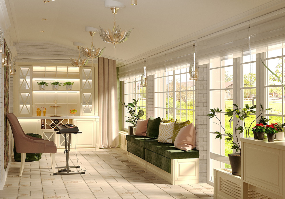 Веранда 22,3 м2. Классика с нотками прованса.