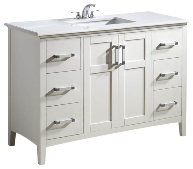 Winston 48 inch Bath Vanity with Bombay White Engineered Quartz Marble
