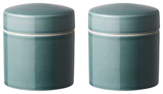 Small Kitchen Canisters, Teal, Set of 2