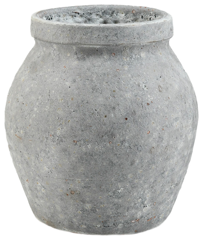 Serene Spaces Living Antique Ashen Cement Vase, Stamnos