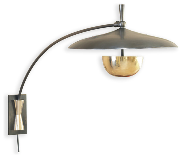 Wright Modern Deco Large Bronze Brass Arc Wall Sconce