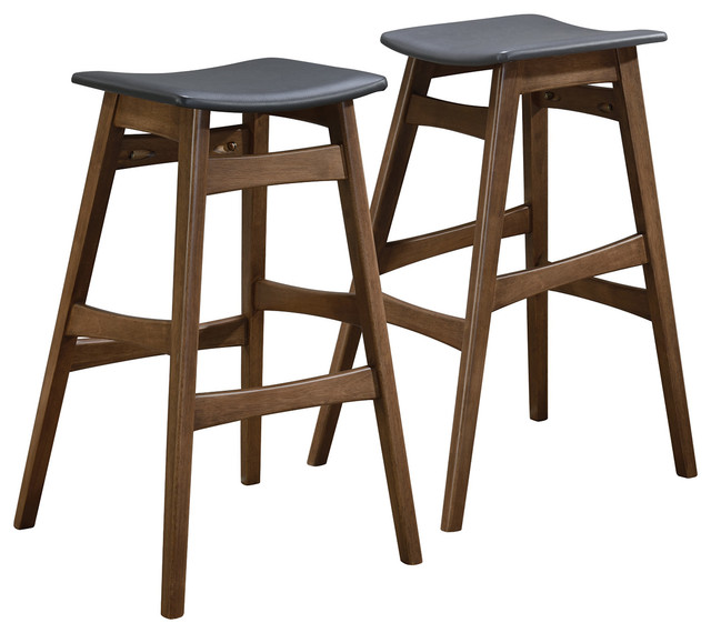 Midcentury Modern Leatherette Upholstered Solid Wood Bar Stools Set Midcentury Modern Leatherette Upholstered Solid Wood Bar Stools Set Of 2 Contemporary And Counter By Flatfair